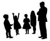 man and children,silhouette vector