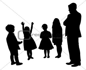 man and children,silhouette vector
