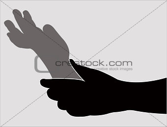 daddy's hand holding boy's hand, vector