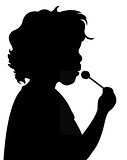 hungry girl eating candy, silhouette vector