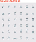 Linear women clothes icon set