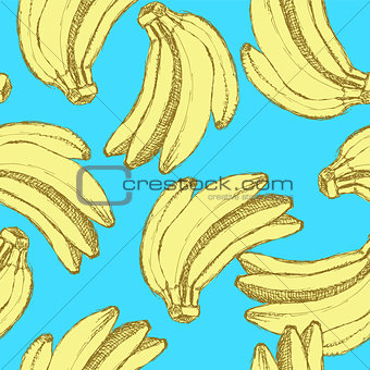 Sketch tasty bananas in vintage style