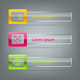 Set of vector banners on grey background