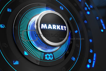 Market Button with Glowing Blue Lights.