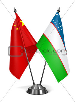 China and Uzbekistan - Miniature Flags.