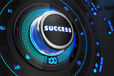 Success Button with Glowing Blue Lights.