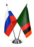 Russia and Zambia - Miniature Flags.