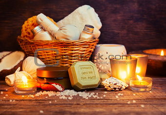 CPA still life, olive oil soap, candles