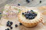 Cake basket with blueberries,selective focus