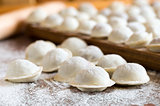 Domestic raw dumplings on the table