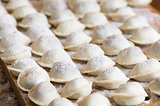 Domestic raw dumplings on the table,selective focus