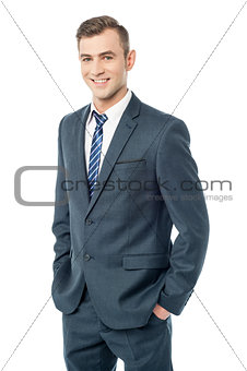 Happy smiling business man, isolated on white
