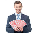 Businessman with play cards