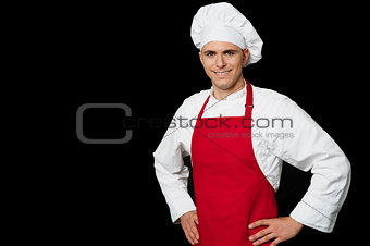 Happy male chef, isolated on white
