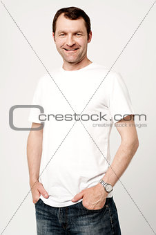 Casual shot of relaxed male model