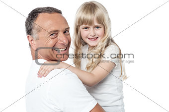 Cheerful father with cute little daughter