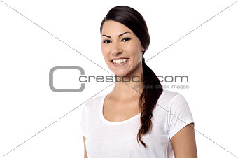 Beautiful woman flashing a warm smile