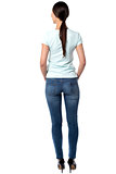 Rear view of casual woman