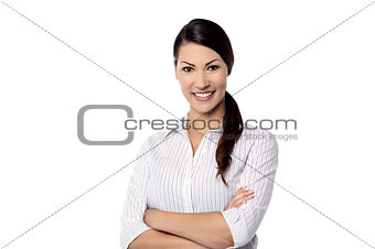 Corporate woman isolated over white