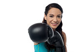 Sporty woman with boxing gloves
