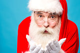 Santa claus with open palms