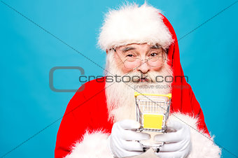 Santa Claus with shopping cart