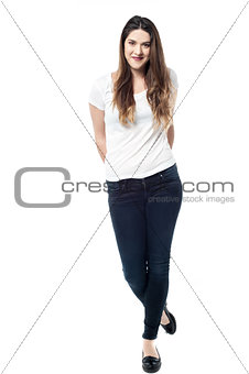 Attractive woman posing over white