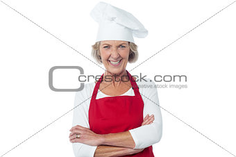 Confident woman chef posing to camera