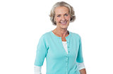 Fashionable aged woman over white