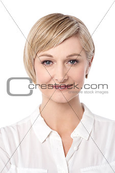 Casual woman posing over white