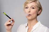 Woman with e-cigarette.