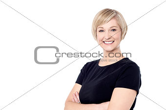 Smiling woman posing casually