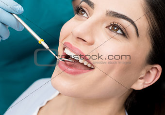 Teeth examined by dentist