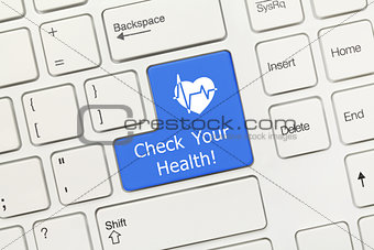 White conceptual keyboard - Check Your Health (blue key with hea