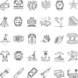 Sea leisure black line icons vector collection