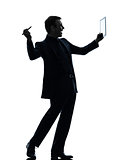 business man  digital pen stylus tablet   silhouette