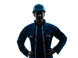 man construction worker smiling friendly silhouette portrait