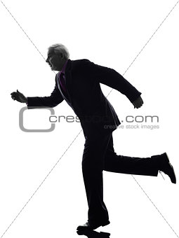 senior business man running silhouette