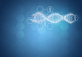 Unites all human gene DNA. Background with hexagon and information board