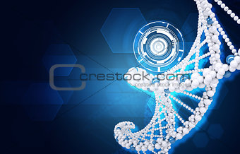 Human DNA. Background of hexagons, circular ring
