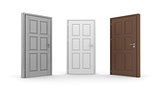 Brown, white, gray 3d door locks and doorhandles