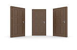 Three brown 3d door locks and doorhandle