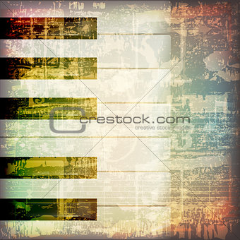 abstract grunge piano background with piano keys