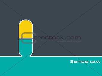 Simple medical advertising background with pill silhouette