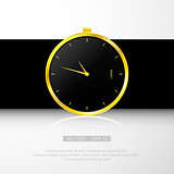 Gold watch , black clock face. Classical modern watch.