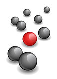 Vector illustration of red ball within black ones