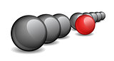 Black balls with one red ball standing ahead the rest