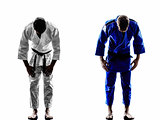 judokas fighters fighting men silhouette