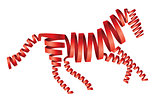 Abstract red horse made from ribbons