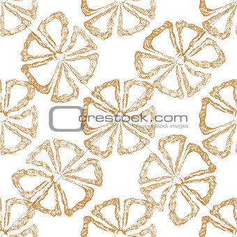 Hand drawn seamless floral pattern with orange flower 